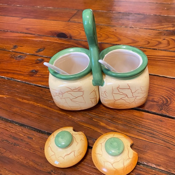 Condiment Spice Jar Container Set Buttercream Olive Branch Design - Picture 7 of 11